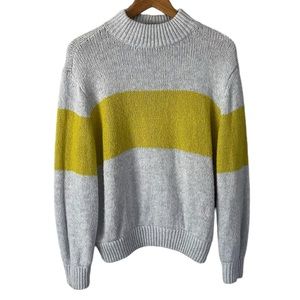 Aerie Grey/Yellow Mock Neck Sweater Size Small